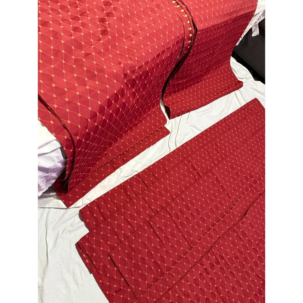 Custom Crimson Red Yellow Flower Curtain Panel Set (2) 82